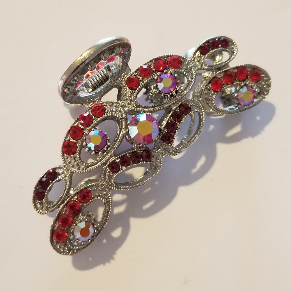 Red Rhinestone Hair Clip
